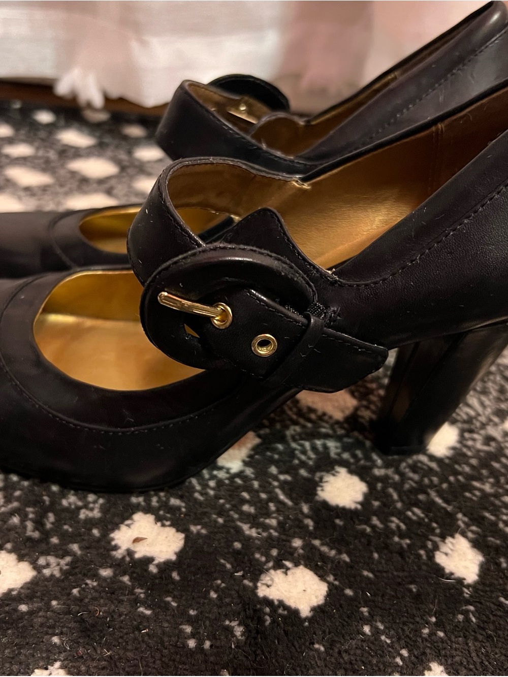 Nine West Black Leather Mary Jane Heels - Picture 2 of 5